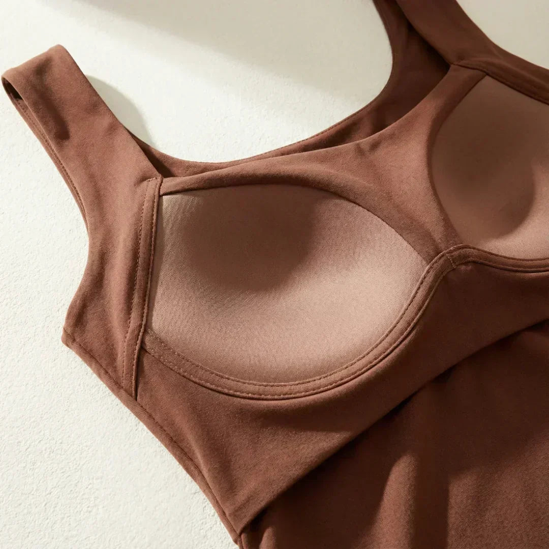 Top femme sans manches à encolure carrée et coupe ajustée