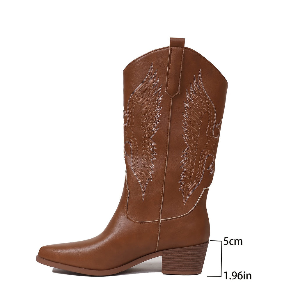 Damskie kowbojskie botki w stylu western z haftowanymi detalami