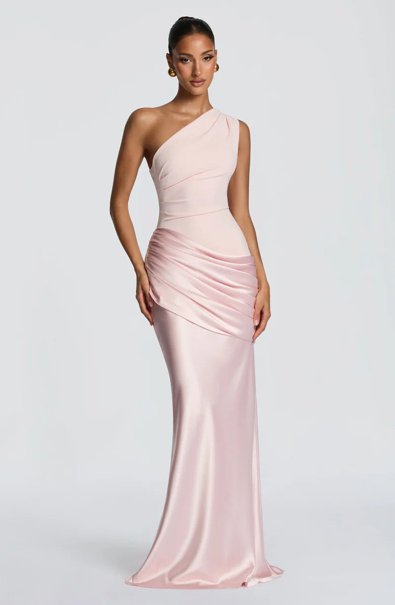 Women's One-Shoulder Jersey Maxi Evening Dress for Autumn