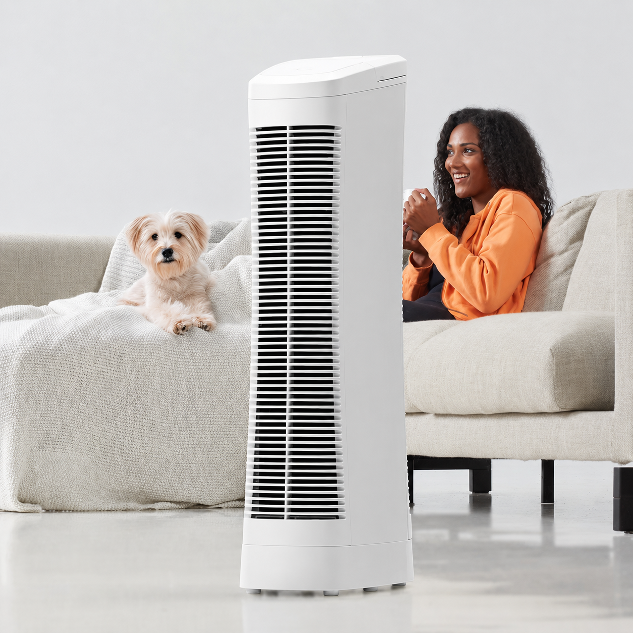 Tower Air Purifier with ABS Plastic Quiet Cooling Fan for Summer