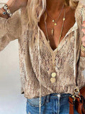 Women's Cotton Boho Blouse with Long Sleeves for Autumn
