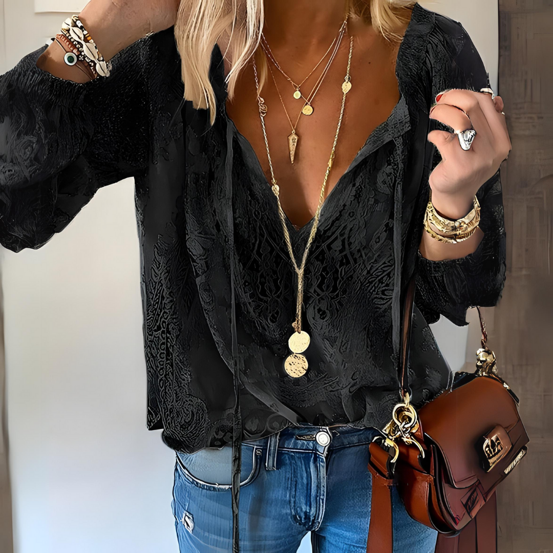 Women's Cotton Boho Blouse with Long Sleeves for Autumn