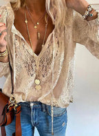 Lace Boho Blouse with Long Sleeves