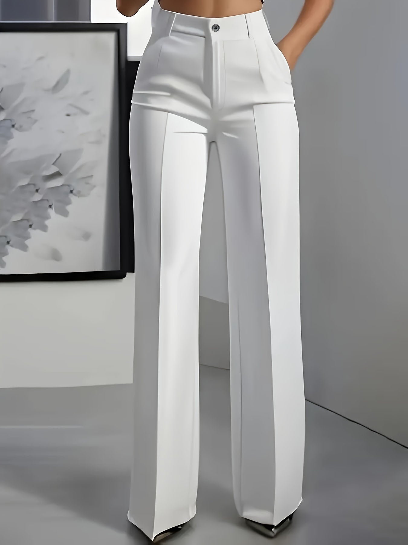 Women's High-Waisted Wide Leg Tailored Trousers