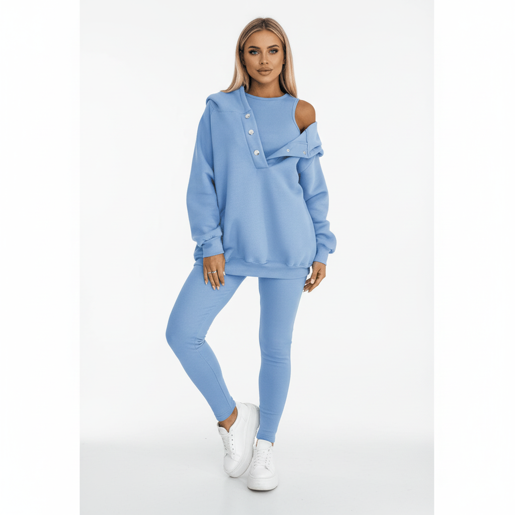 Damski warstwowy komplet domowy: bluza i legginsy