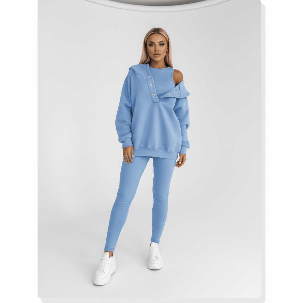 Damski warstwowy komplet domowy: bluza i legginsy