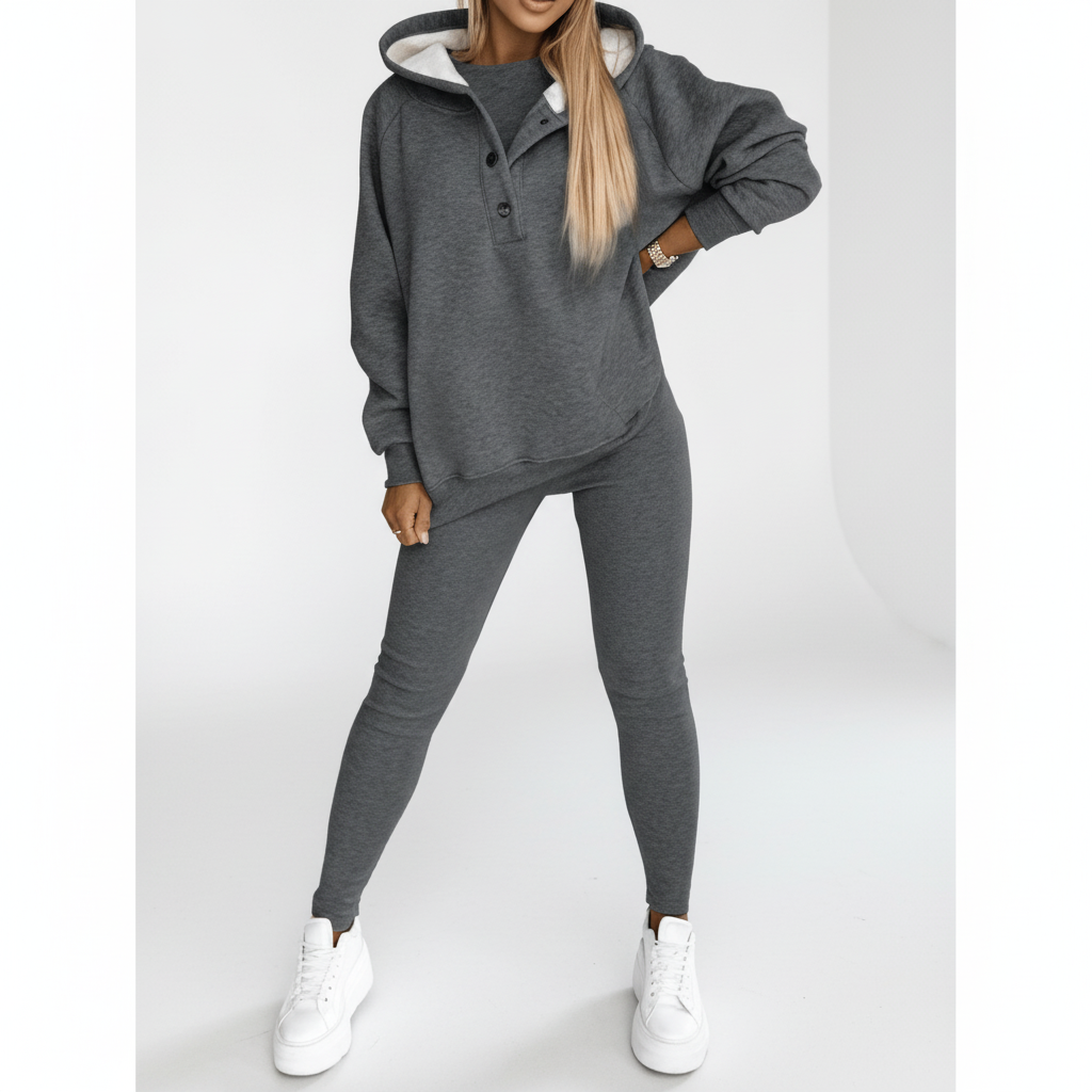 Damski warstwowy komplet domowy: bluza i legginsy