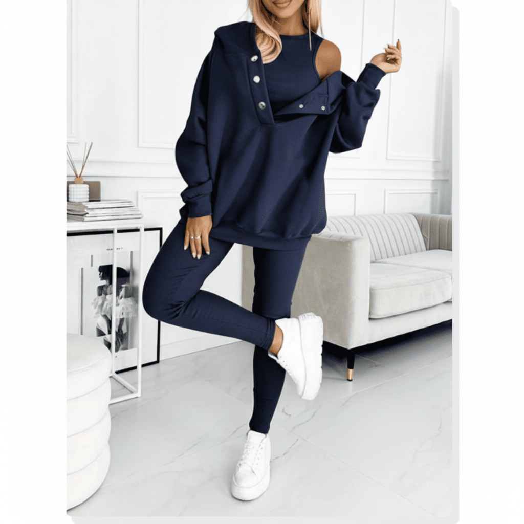 Damski warstwowy komplet domowy: bluza i legginsy