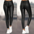 Women's High-Waisted Faux Leather Skinny Trousers