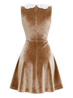 Women's Gingerbread Print Velvet Christmas Party Dress