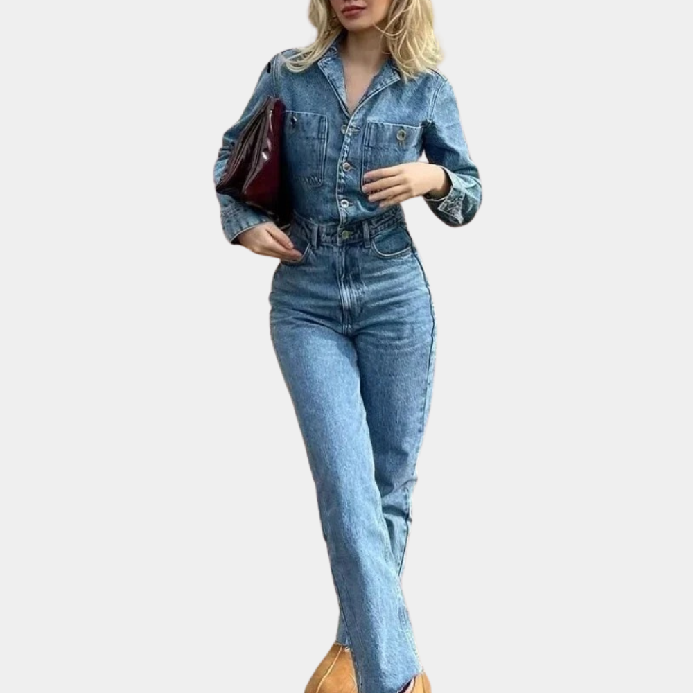 Combinaison en jean à manches longues pour femme