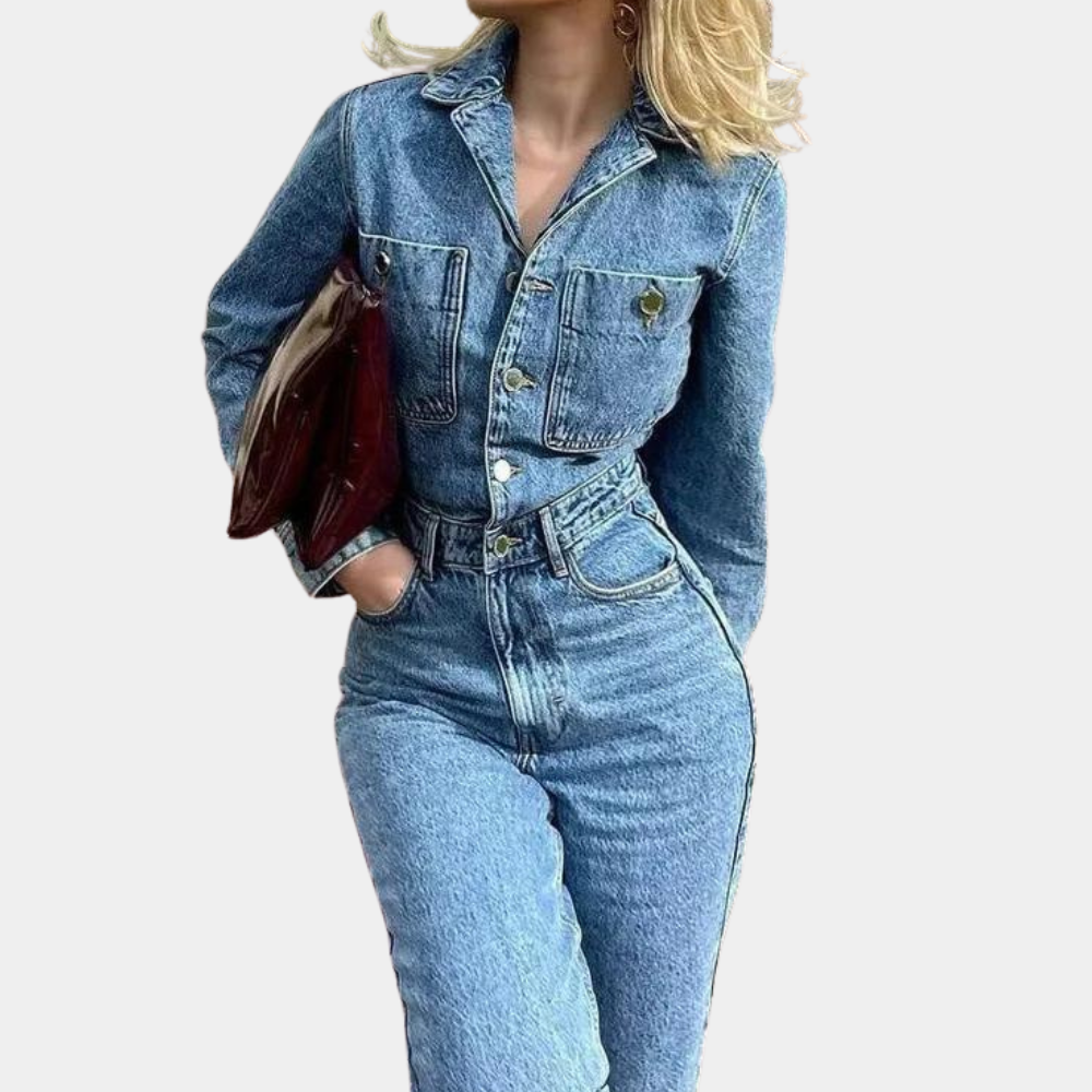 Combinaison en jean à manches longues pour femme