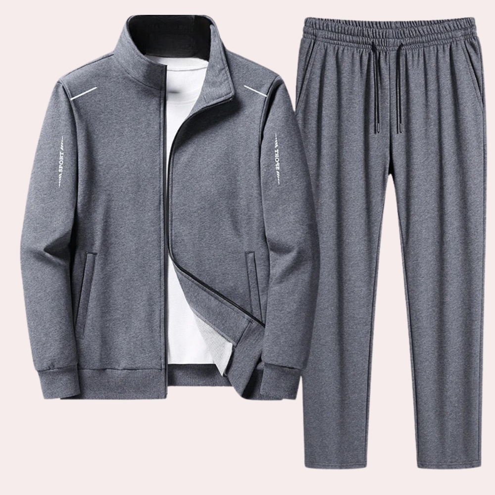 Ensemble de survêtement pour homme avec veste zippée et pantalon de jogging à jambes droites