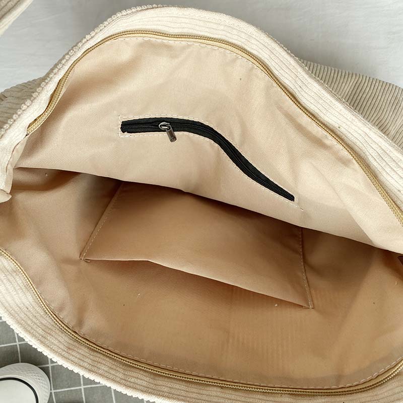 Women’s Corduroy Multi-Pocket Shoulder Bag