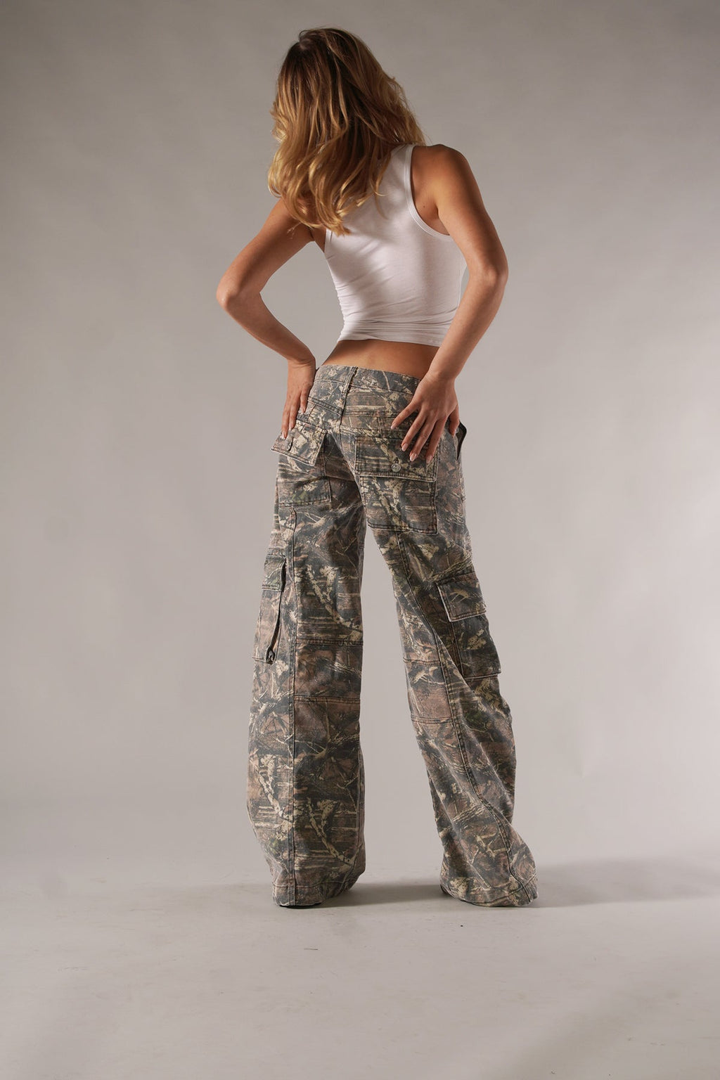 Women's Cotton Wide Leg Cargo Trousers