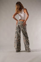 Women's Cotton Wide Leg Cargo Trousers