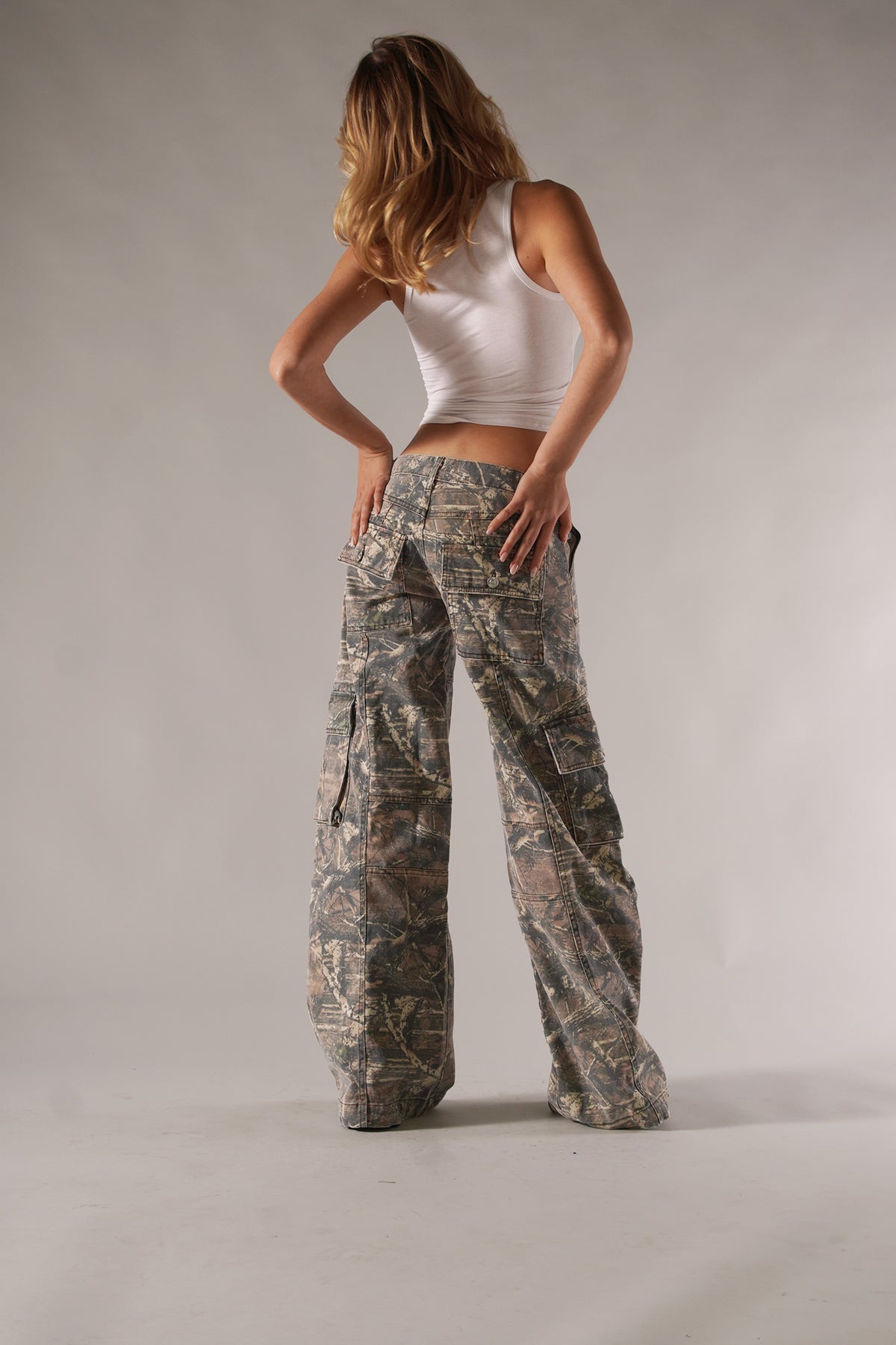 Women's Cotton Wide Leg Cargo Trousers