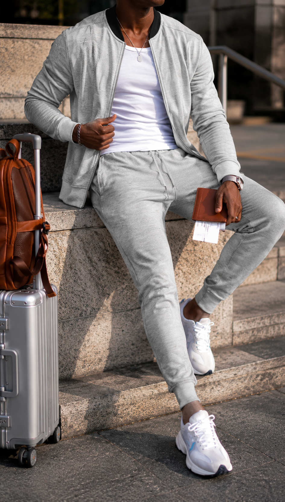 Męski komplet dresowy zapinany na zamek z joggerami