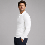 Men's Ribbed Polo Sweater | Long Sleeve Knit Top
