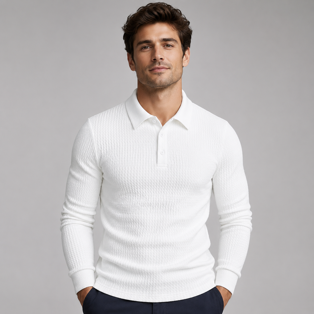 Men's Ribbed Polo Sweater | Long Sleeve Knit Top