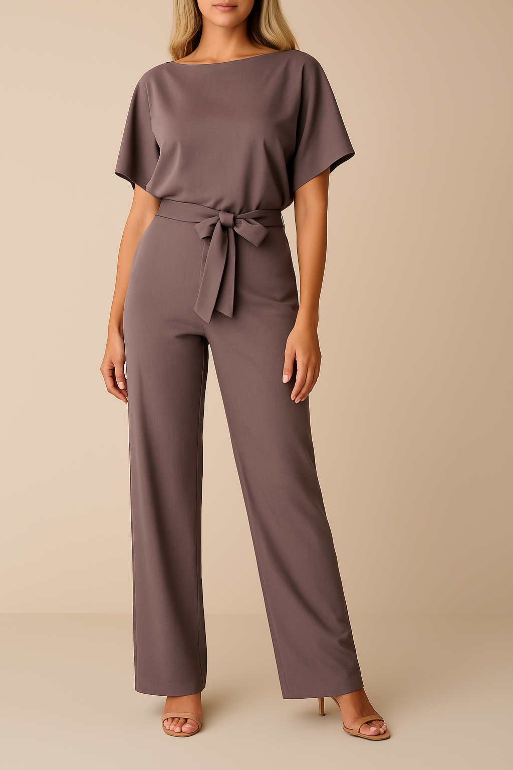 Women's Belted Wide Leg Jumpsuit