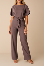 Women's Belted Wide Leg Jumpsuit