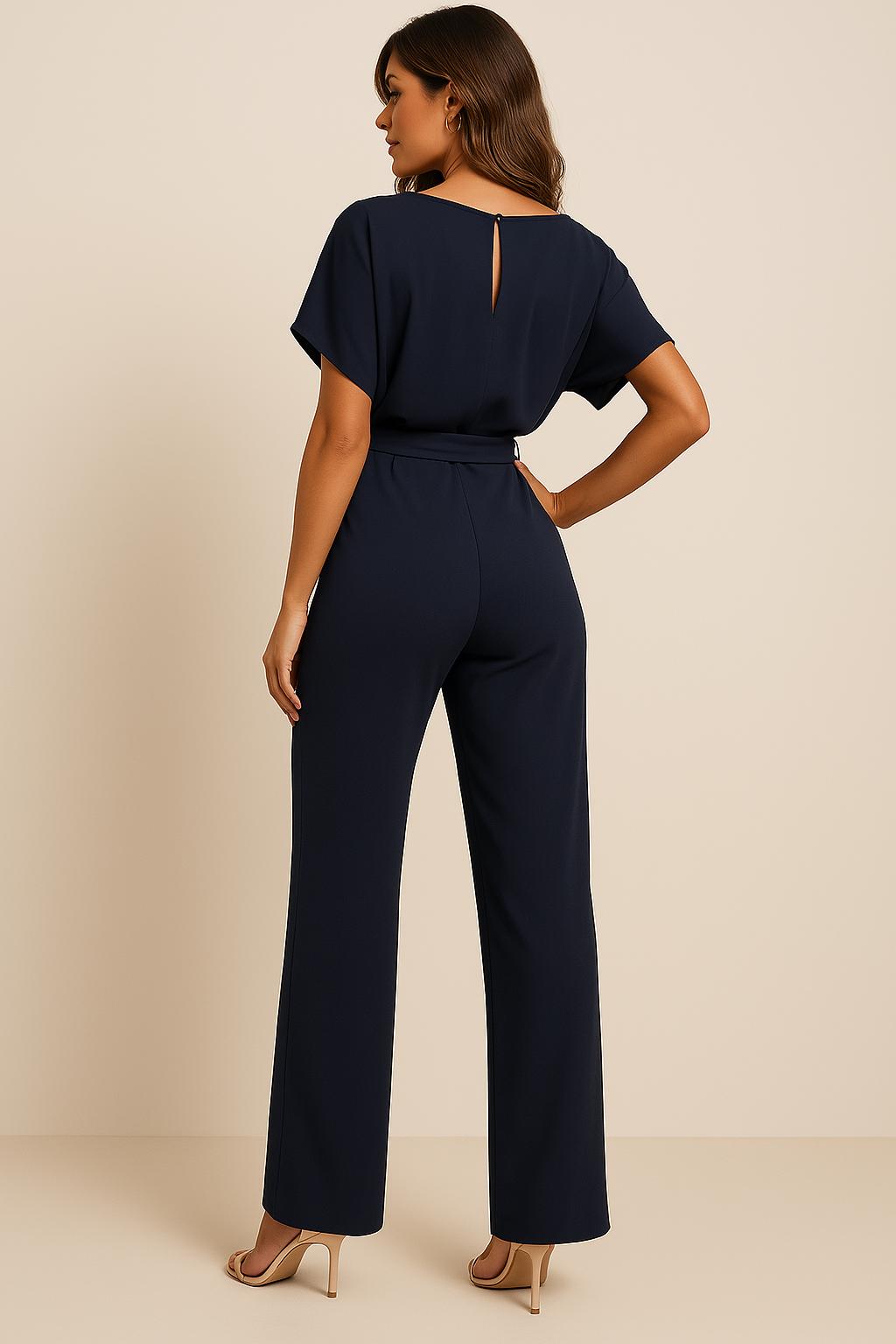 Women's Belted Wide Leg Jumpsuit