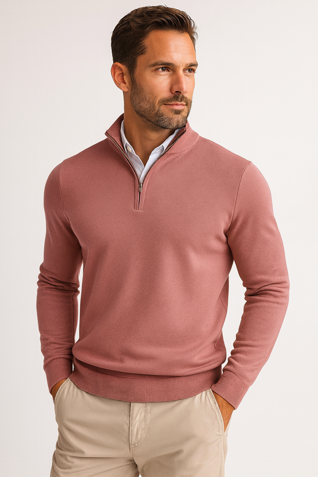 Pull classique pour homme à demi-zip