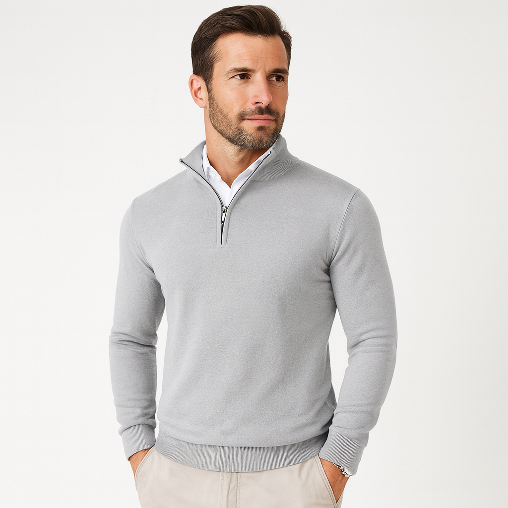 Męski klasyczny sweter z zamkiem 1/2