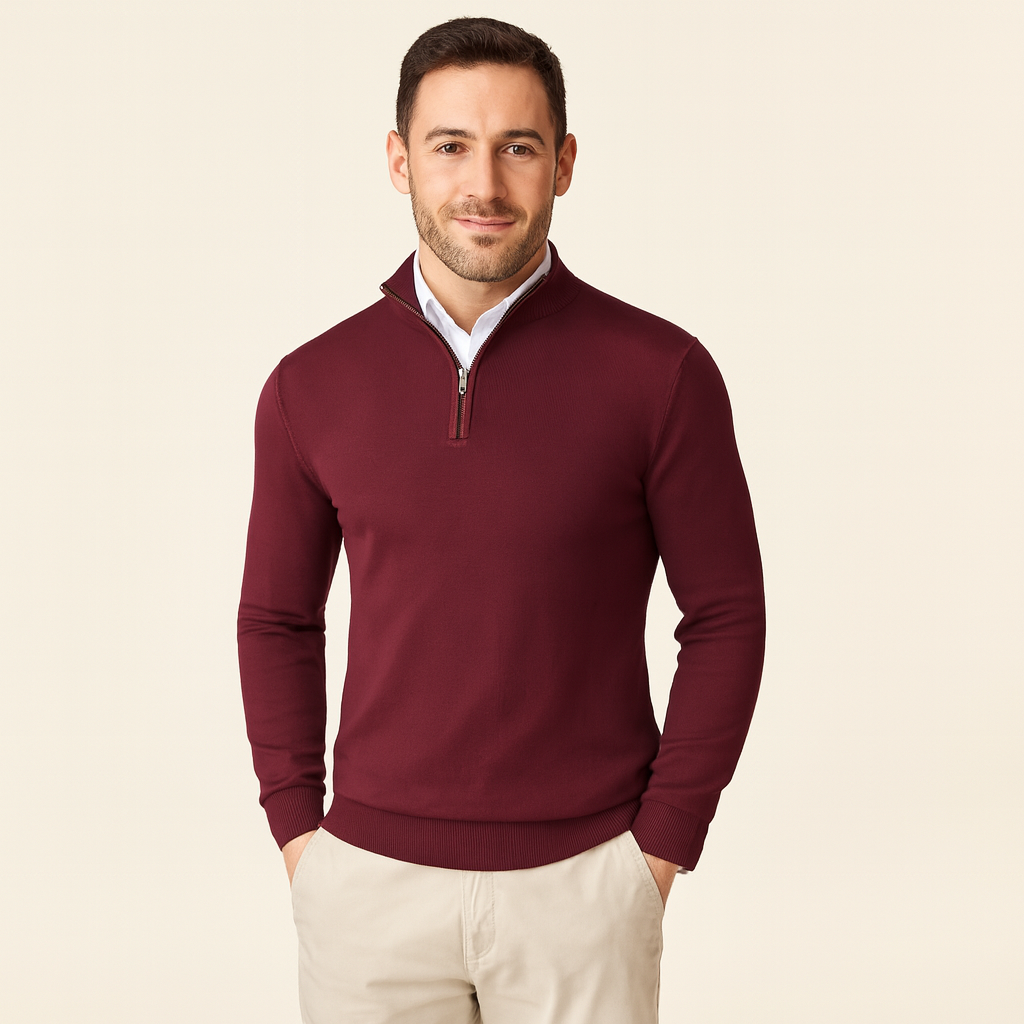 Pull classique pour homme à demi-zip
