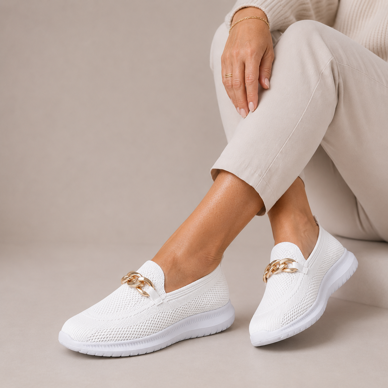 Baskets légères en maille à enfiler pour femme avec semelle rembourrée