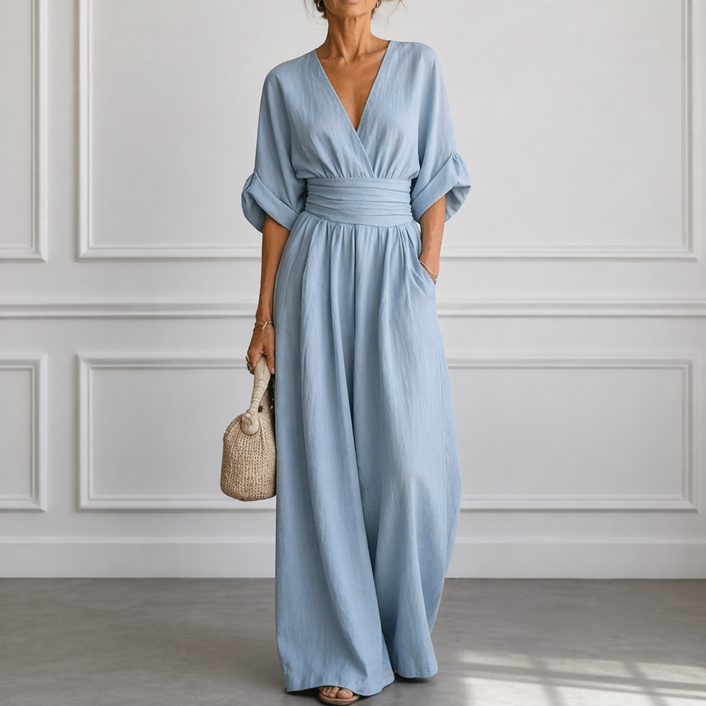 Women's V-Neck Wide Leg Jumpsuit