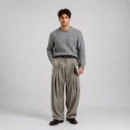 Men's Wide Leg Pleated Trousers | High Waist Tailored