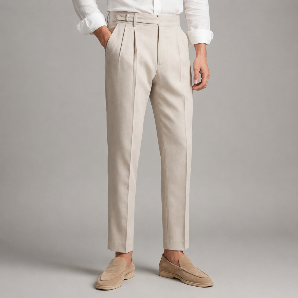 Men's Tailored Fit Trousers with Front Pleat