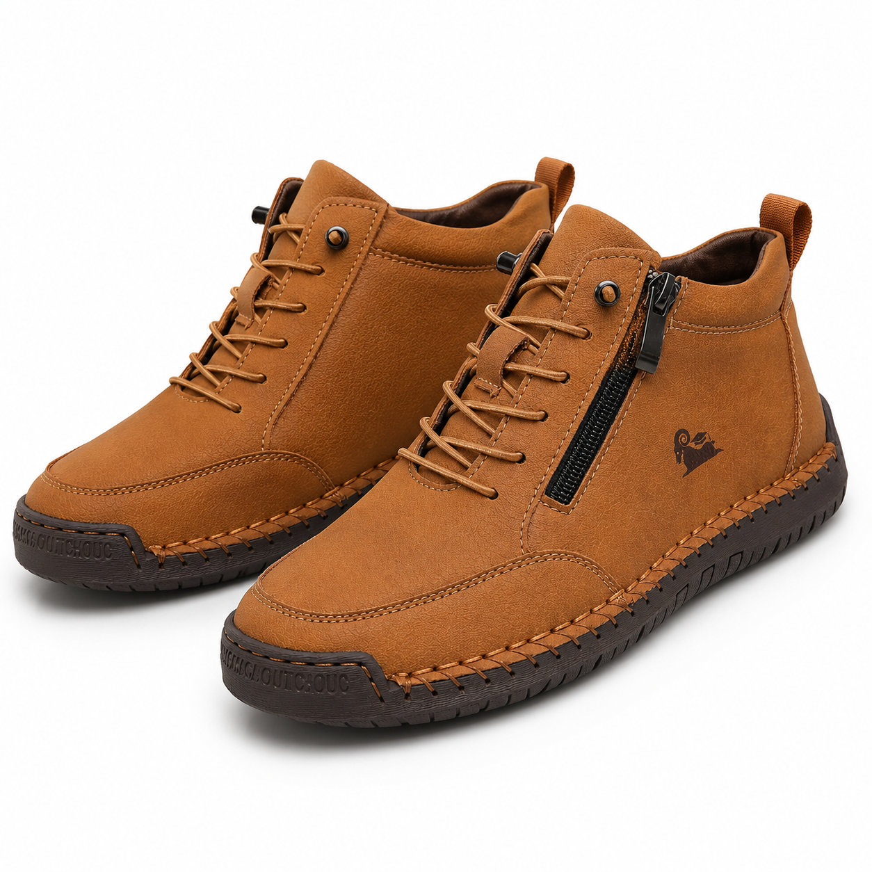 Men's Casual Zip-Up Walking Boots with Cushioned Sole