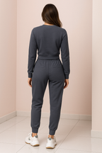 Women's Cropped Sweatshirt & Jogger Lounge Set