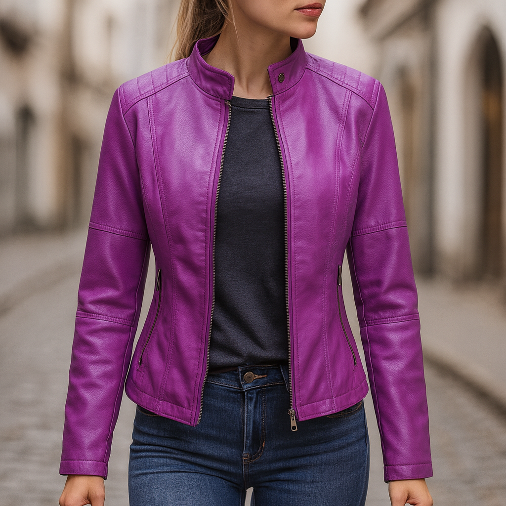 Veste de motard en similicuir pour femme