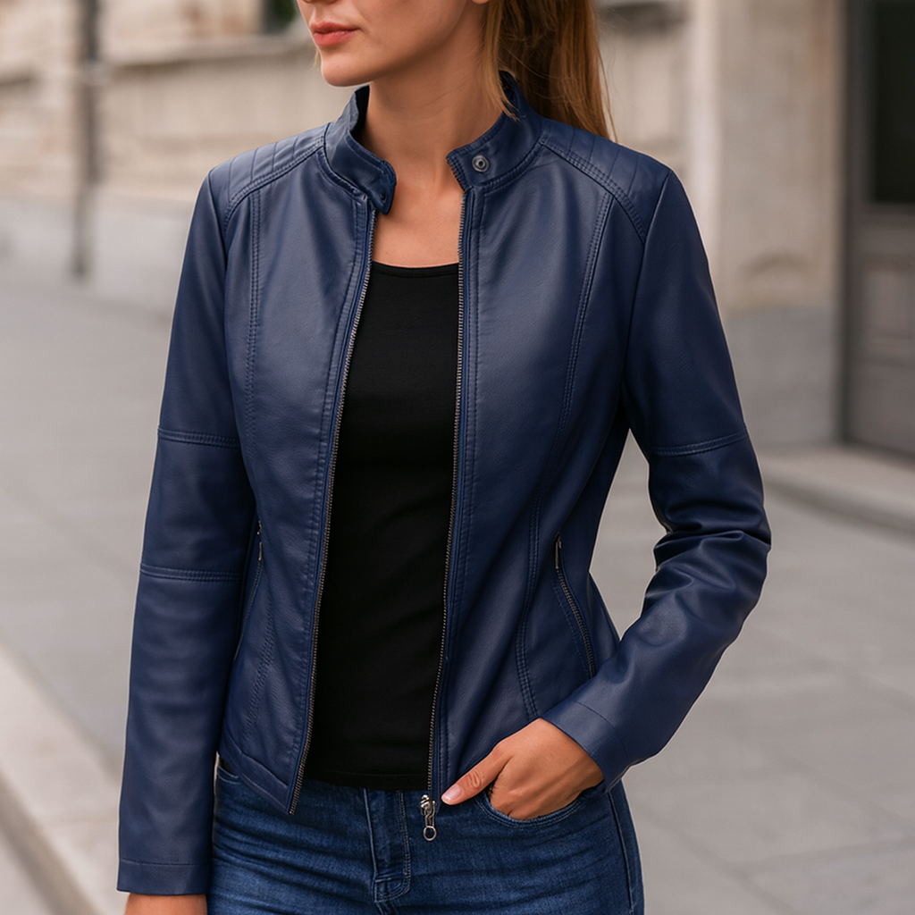 Veste de motard en similicuir pour femme