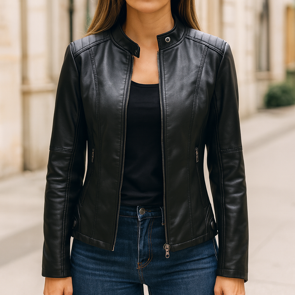 Veste de motard en similicuir pour femme