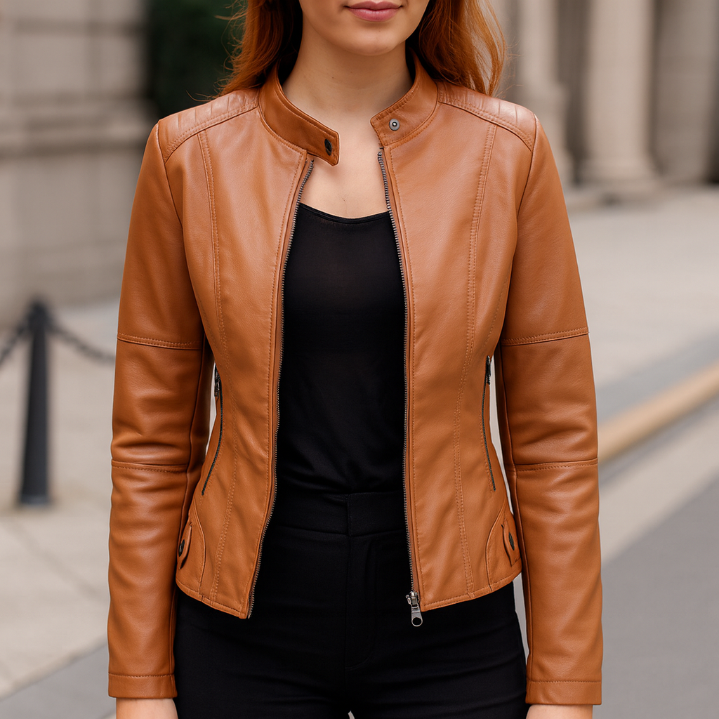 Veste de motard en similicuir pour femme