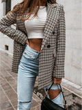 Blazer à carreaux et double boutonnage pour femme