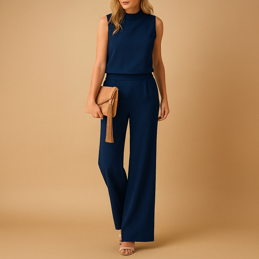 Combinaison-pantalon sans manches pour femme à jambes larges