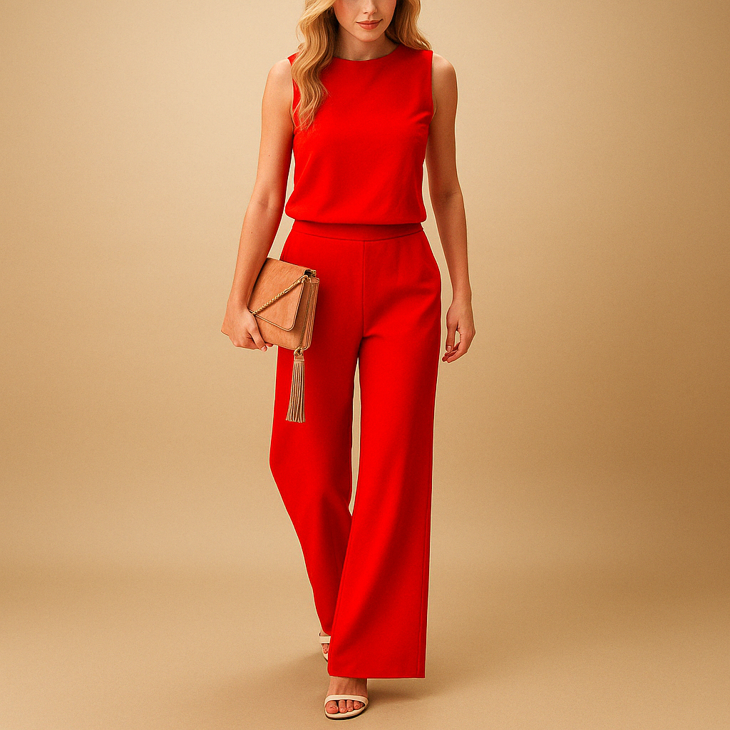 Combinaison-pantalon sans manches pour femme à jambes larges