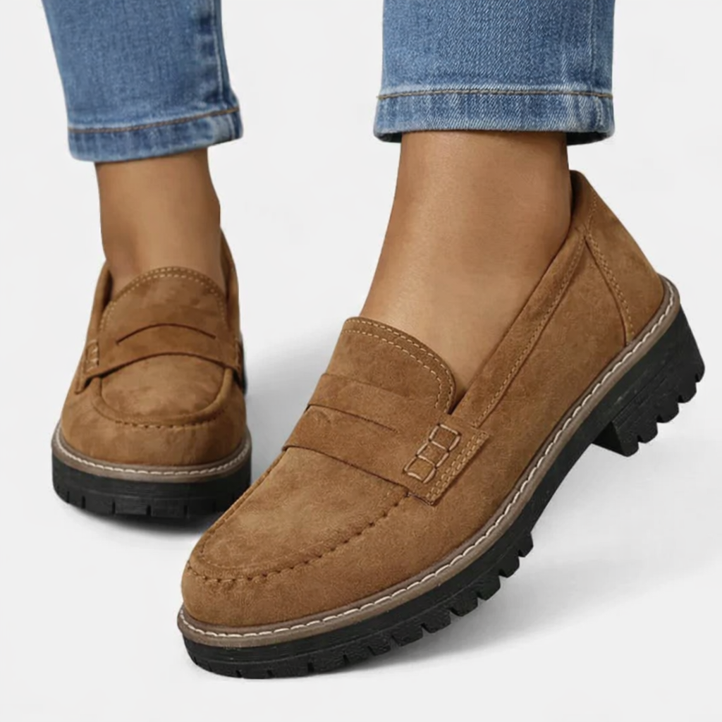 Women's Suede Leather Loafers for Autumn