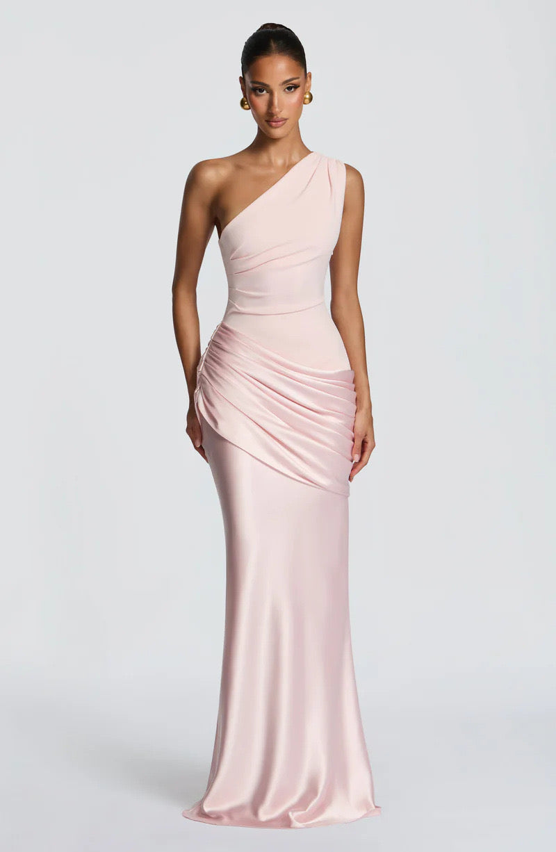 Women's One-Shoulder Jersey Maxi Evening Dress for Autumn