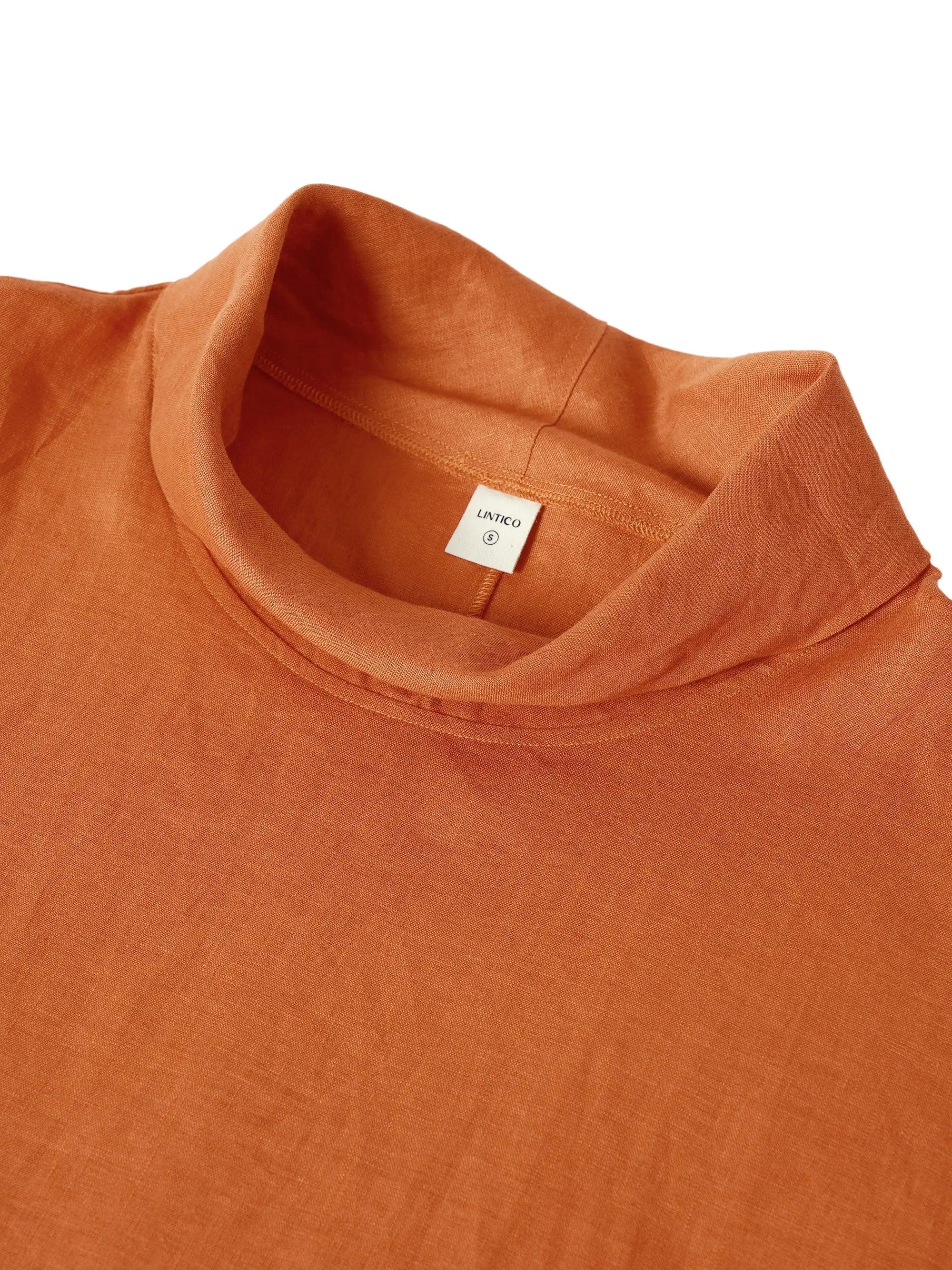 Women's Linen Cowl Neck Relaxed Fit Top