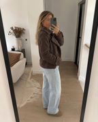 Women's Teddy Fleece Jacket | Soft Collared Short Coat