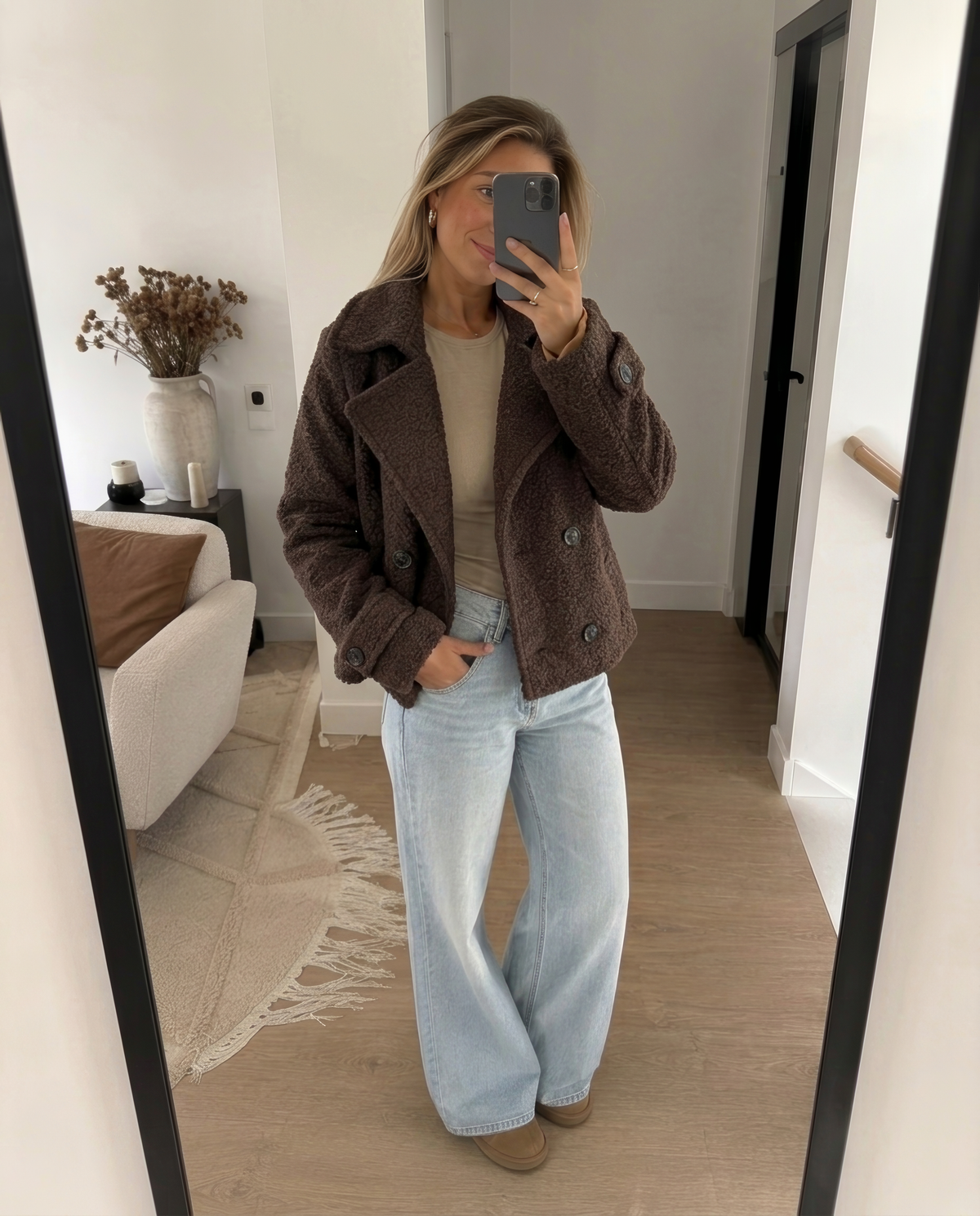 Women's Teddy Fleece Jacket | Soft Collared Short Coat