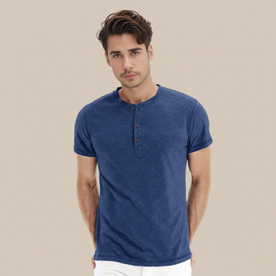 T-shirt Henley à manches courtes pour homme