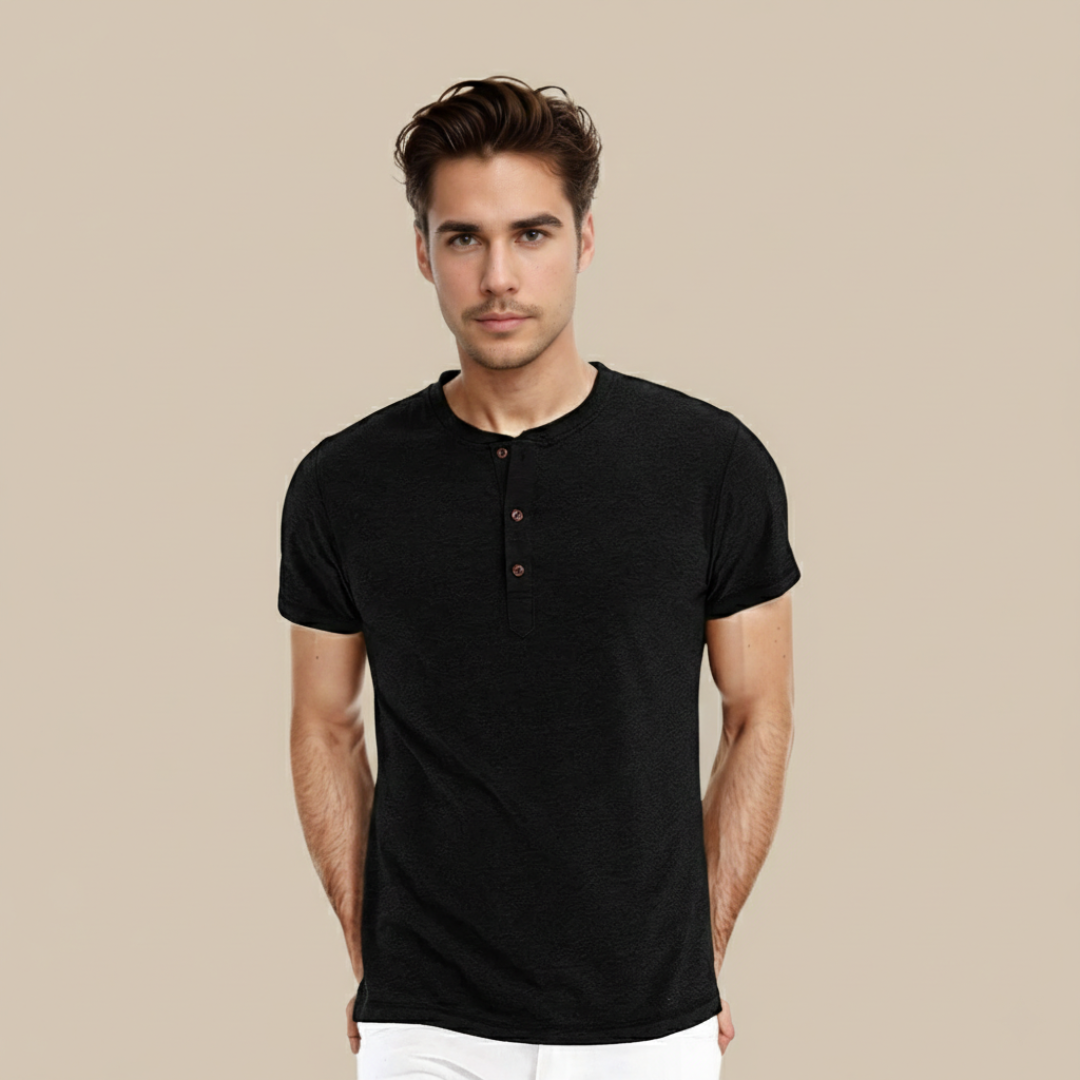 T-shirt Henley à manches courtes pour homme